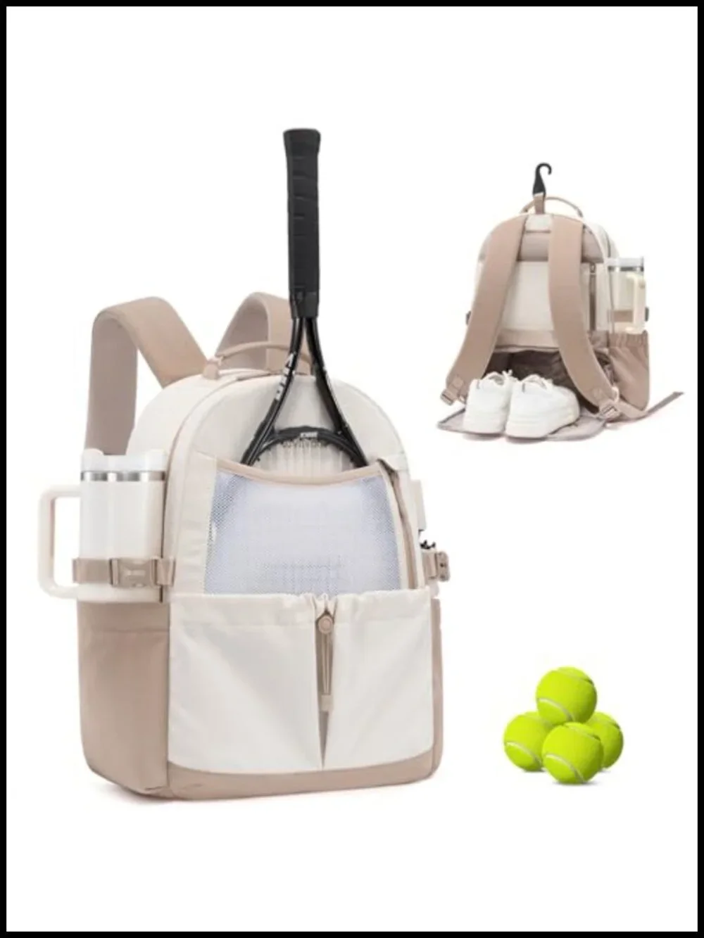 Tennis Backpack with Shoe Compartment & Wet Pocket, Fits 27